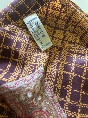 Sacha London Purple and Gold Printed Silk Scarf